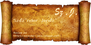 Szünder Jenő névjegykártya
