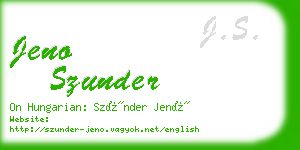 jeno szunder business card
